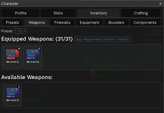 Expansión de ranuras de armas a 33 en Clickfight